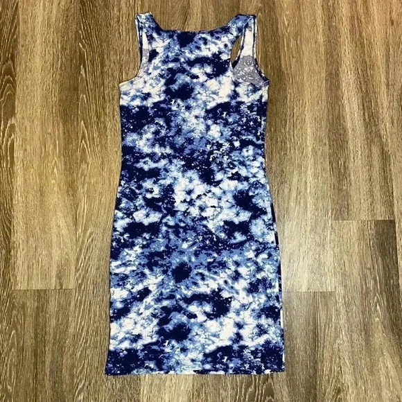 Blue Tie Dye Bodycon Dress - S - Picture 2 of 4